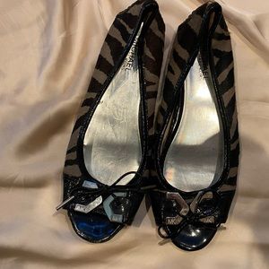 Michael Kori calf hair peep toe ballerina